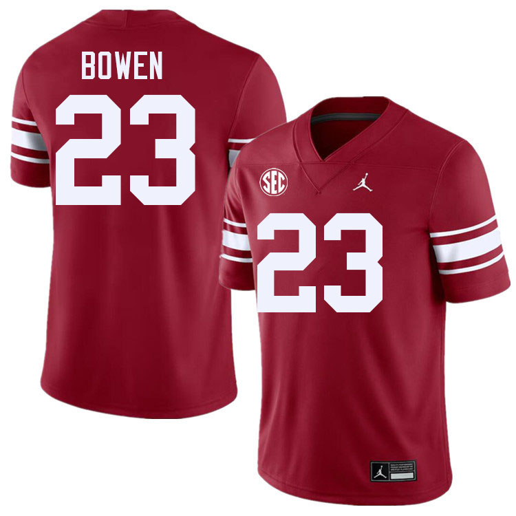 Men #23 Eli Bowen Oklahoma Sooners 2024 SEC Conference College Football Jerseys-Throwback